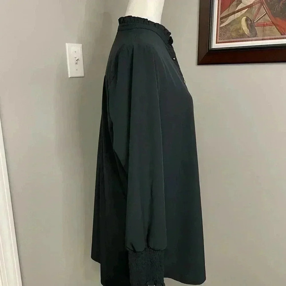 Soft Surroundings The Vivian Shirt Black long button down piecrust collar PLarge - Picture 3 of 7